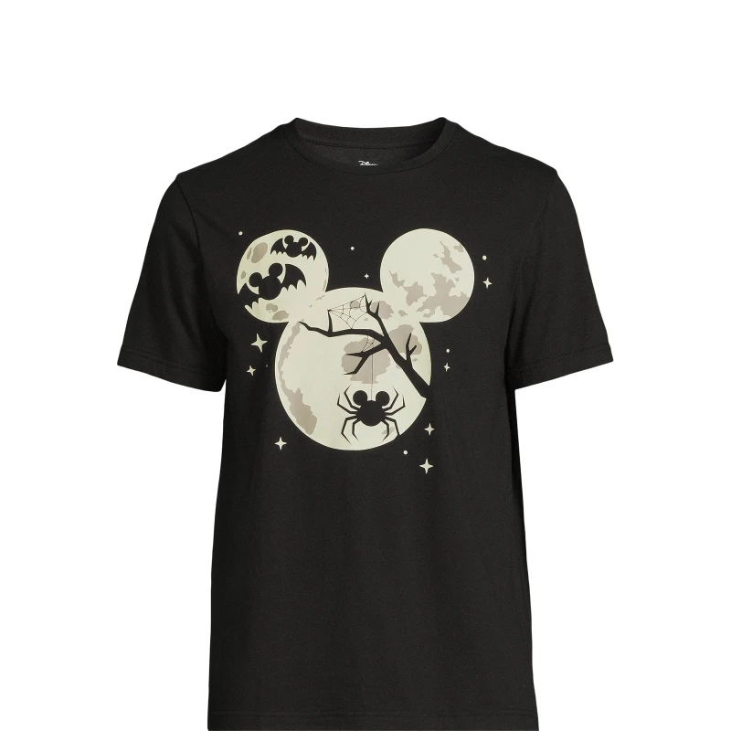 

Potdemiel Men’s Halloween Graphic Tee Glow in The Dark Mickey Ears Size S-XXXXL Black Happy Face