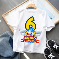 Sonics Kids T-shirts Anime Cartoon Number Printing Short Sleeved Shirt Boys Girls Summer Cotton Kawaii Top Kids Clothes Gifts