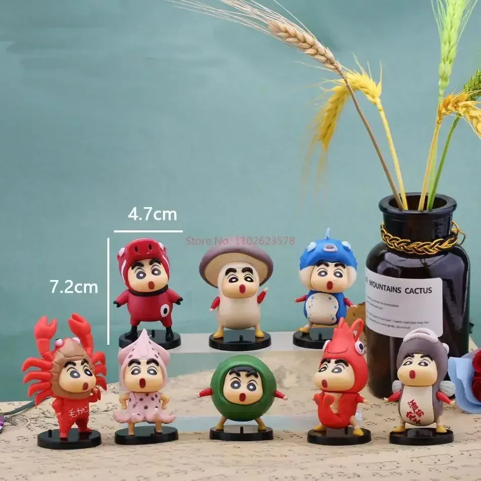 New Anime Crayon Shin-chan Food ingredients Kawaii Q version Figure PVC Model Toys Doll Collect Car Ornaments for Gift