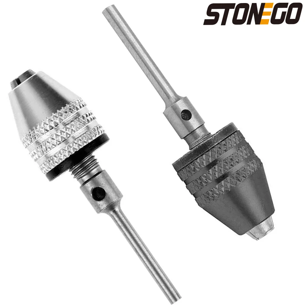 STONEGO Keyless Drill Chuck Adapter, 1PC 0.3-3.4mm Bit Converter with 2.35mm/3.0mm Round Shank - 1/4 Inch Hex Quick Change