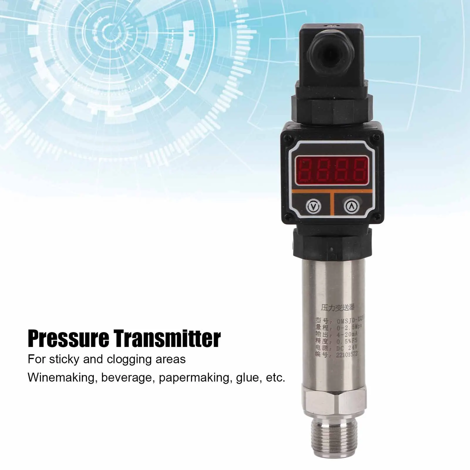 

Digital Display Pressure Transmitter Compact Pressure Transducer 0‑2.5Mpa OMSJD‑XQYHX‑01 Pressure Transmitter Transducer