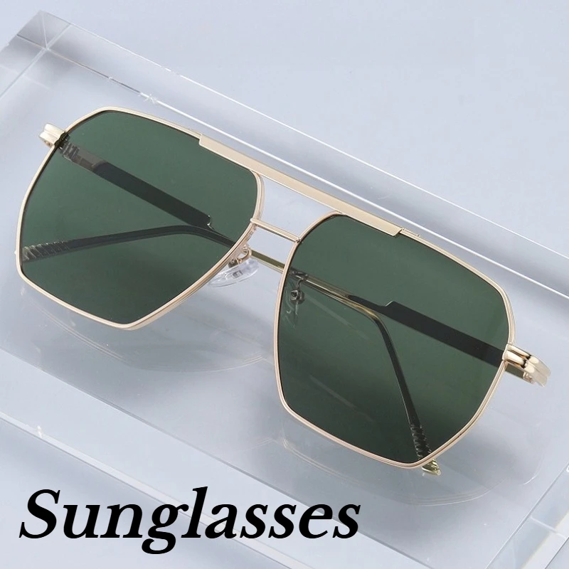 

New Fashion Metal Sunglasses New Double-Bridge Retro Eyewear Minimalist Oversized Frames Unisex Classic Driving Shades