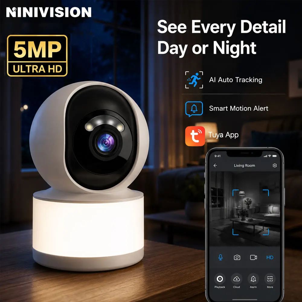 

Tuya 5MP 2K IP Camera Speed Dome Auto Tracking PTZ Camera Smartlife Home Indoor Wireless WIFI Camera Surveillance Baby Monitor