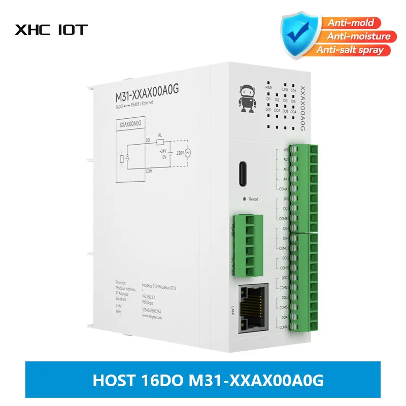 

16DO RS485 RJ45 Analog Switch Acquisition Distributed Remote IO Module Host Module Modbus TCP/RTU PNP NPN XHCIOT M31-XXAX00A0G
