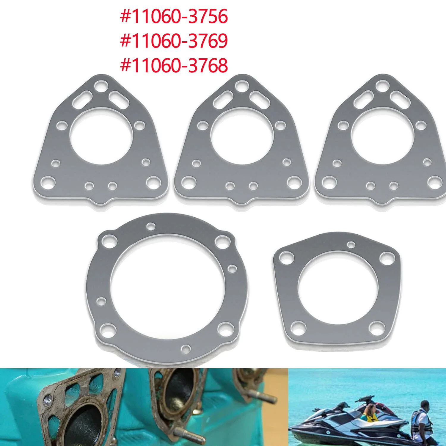 

11060-3768, 11060-3769, 11060-3756 Exhaust Gasket Kit Replacement for Kawasaki 1100 ZXI/STX/Ultra 130 from 1996 to2004