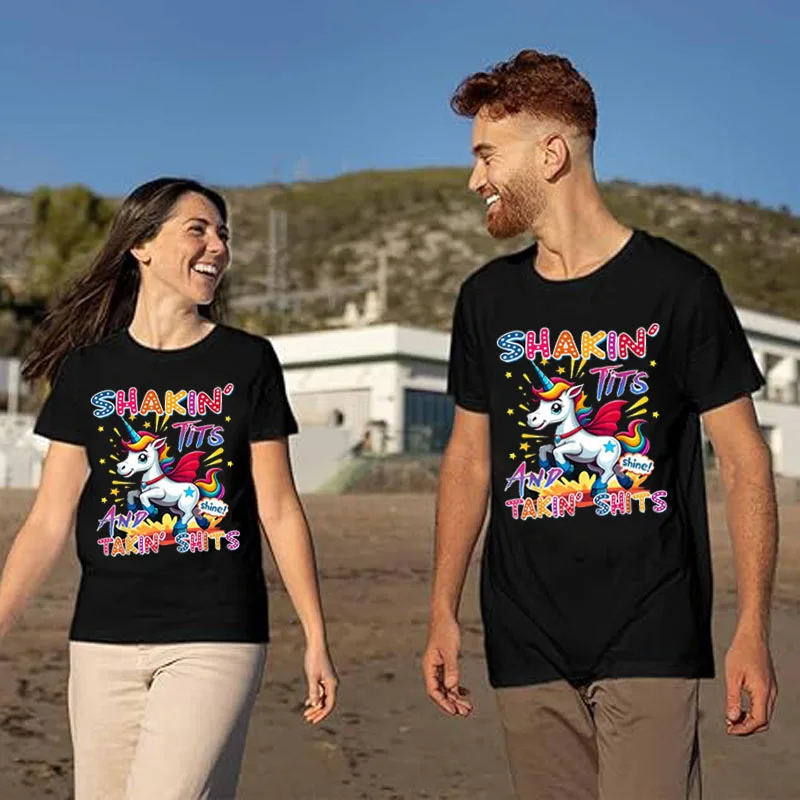 

Shakin' Tits and Takin Shits Funny Unicorn Dirty Adult Humor T-Shirt Raunchy Jokes Sarcastic Saying Tee Novelty Gift Aesthetic