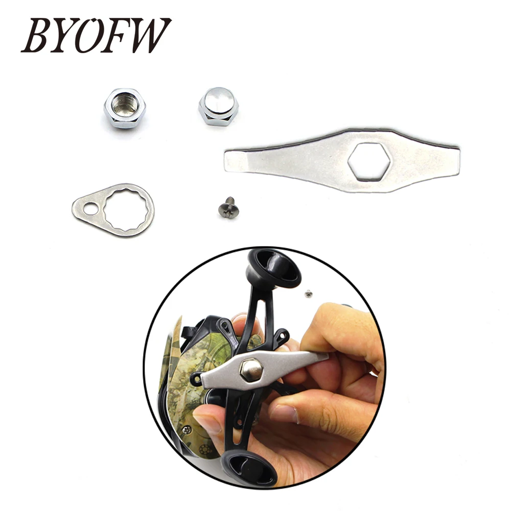 BYOFW M7 M8 Fishing Reel Handle Screw Cap Wrench With Plate Left And Right Hand Crank Nut for Abu Gacia Daiwa Shimano DIY Parts