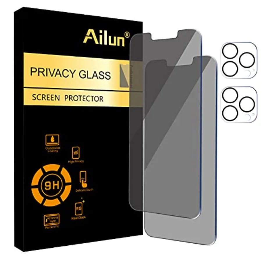 

2Pack Privacy Screen Protector for iPhone 3 Pro Max [6.7 inch] + 2 Pack Camera Lens Protector, Anti Private Tempered Glass Film