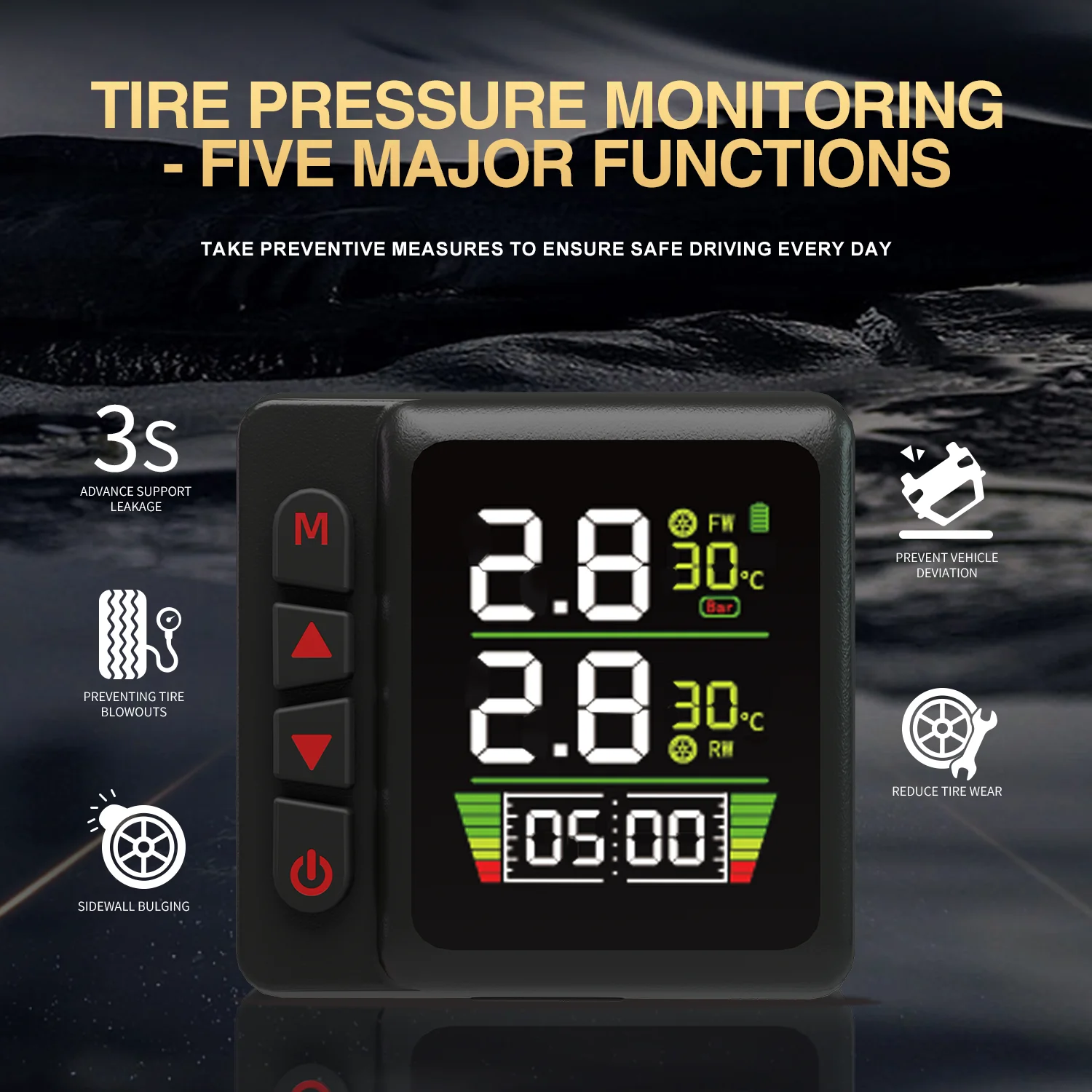 LONLINK Motorcycle Head Up Display TirePressure Monitoring System Horizontal Slope Meter Inclinometer HUD Tablero digital moto