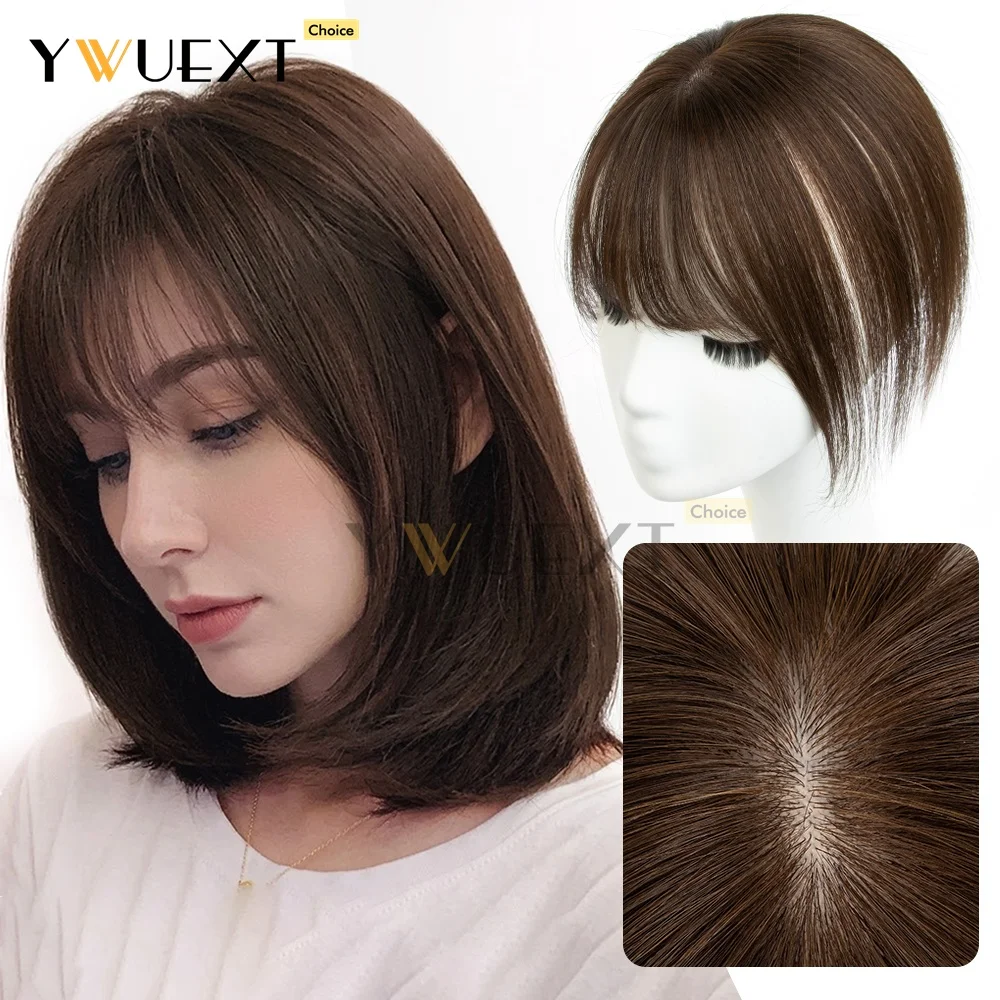 Clips In Human Hair Topper Natural Scalp Top to Hide Bald or White Hair For Women 5x9cm Base Net Thin Hair Toppers 20g/pack