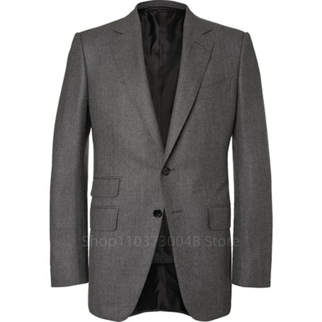 

Gray/Black Wedding Men Suits Blazer Business Groom Wear Tuxedo Jacket Formal Costume Homme Party Prom Double Breasted Coat