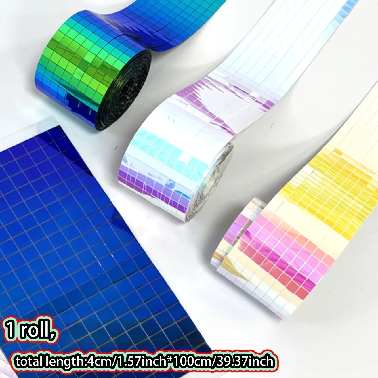1m Self-adhesive Mirror Mosaic Tiles, Reflective Disco Stickers for DIY Ball Art Collage, 3D Wall Decals for KTV Bar Decor