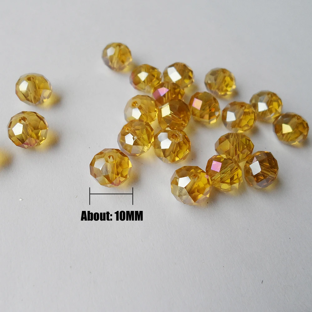 sokolov tiki 50 Beads Lots 10MM Gold champagne crystal beads Plated AB color Gold champagne crystal beads Plated