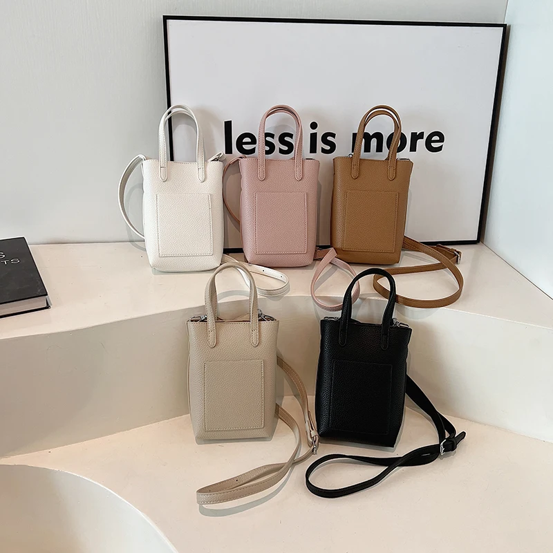 Cute Mini Crossbody Bags for Women 2024 Solid Color Designer Fashion Handbags and Purses PU Leather Simple Shoulder Bag