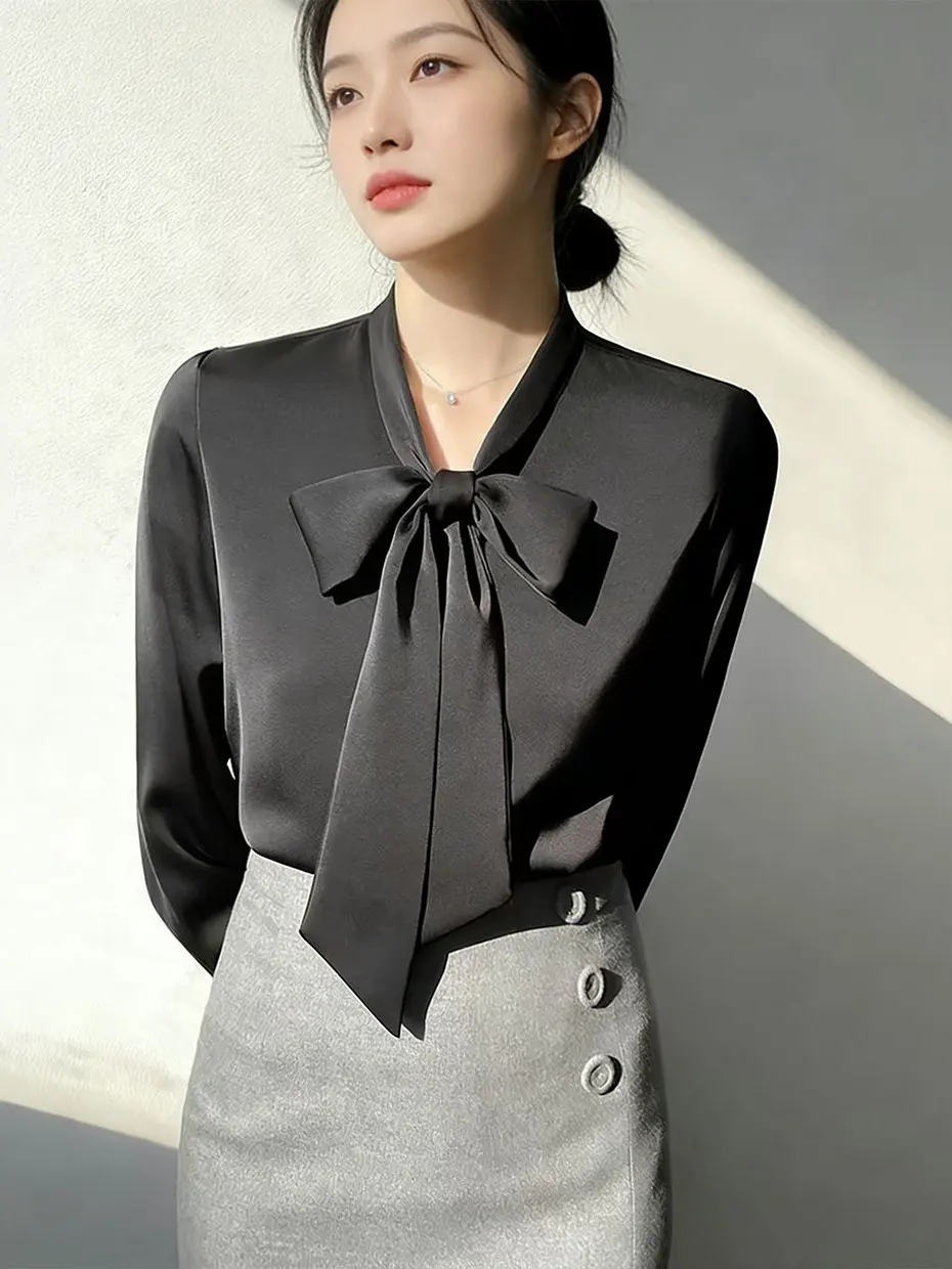 

Ранневесенняя женская блузка с длинным рукавом Pure Desire: уникальный дизайн с узлом, универсальный топ для создания индивидуального образа