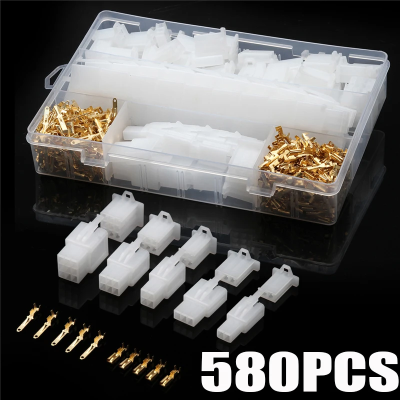 

580pcs 2.54mm 2/3/4/6/9 Pin Automotive Electrical Wire Connectors Male Female Cable Terminal Plug For Motorcycle Ebike Car