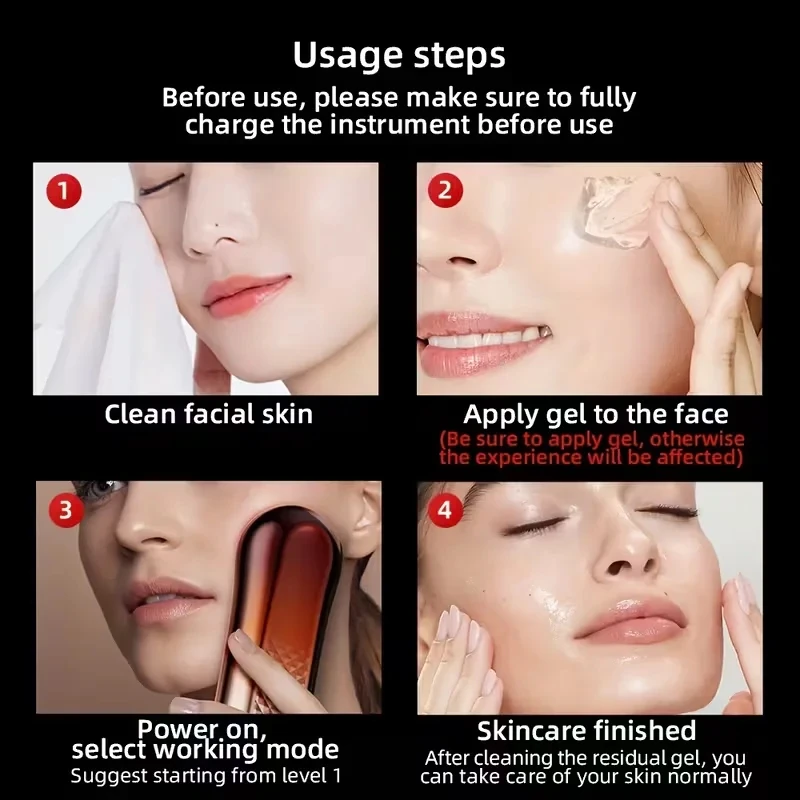 RF Facial Massager Red Blue Light Skin Tightening Anti Aging Wrinkle Face Lifting At-Home Skin Care Essence Absorption Device