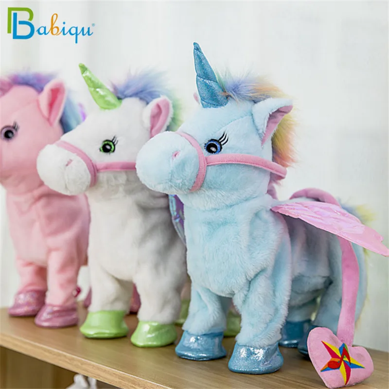 Babiqu juguete de peluche de unicornio eléctrico para caminar, Animal de peluche, música electrónica, regalo de Navidad para niños, 35cm, 1 unidad