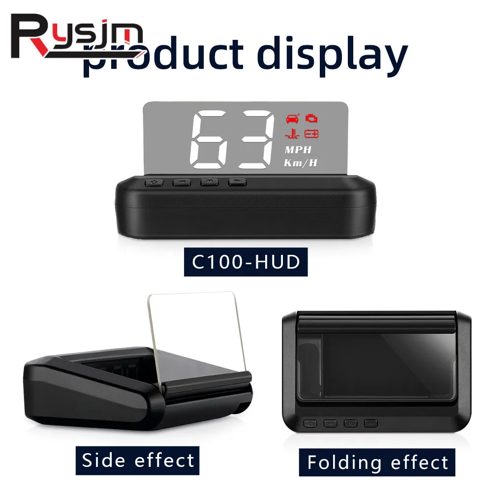 C100 OBD2 HUD Head Up Display Car Speedometer Water Temperature OBD Projector Driving On-board Computer