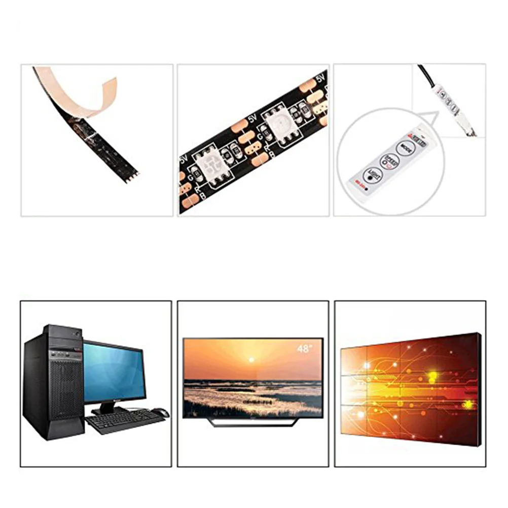 2 متر 120Led Rgb Led قطاع ضوء Usb بالطاقة مرنة أضواء الشريط للمطبخ غرفة نوم حديقة الطرف الديكور قطاع الإضاءة