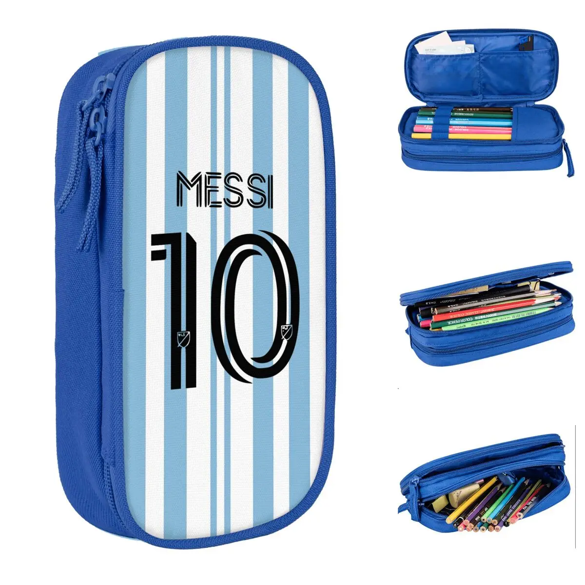 Messied-estuche de lápices con número 10, bolsa bonita para bolígrafos de fútbol, almacenamiento grande para estudiantes, regalos escolares