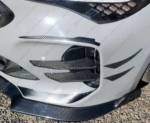 For Kia Stinger 17+22 Carbon Fiber Front Bumper Fog Light Canards Splitter Wing view 4