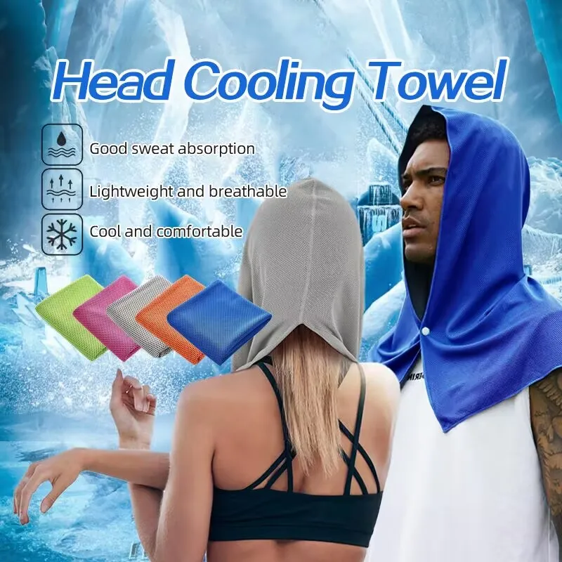 1Pc Cooling Hoodie Towel Cools Instantly Microfiber Headscarf Quick Dry Breathable Sports Towels for Gym Running Fishing Outdoor