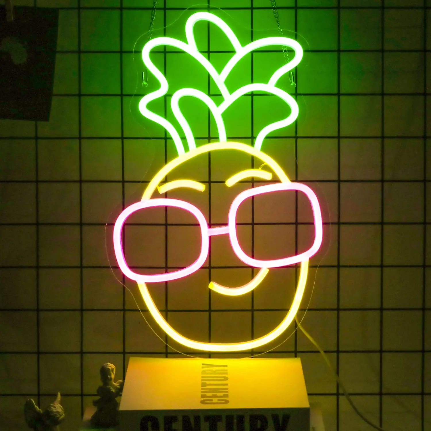 Pineapple Neon Sign LED Neon Light Fruit Neon Sign for Game Room Wall Decor Fruit Shop Business Sign Neon Sign for Bedroom Wall