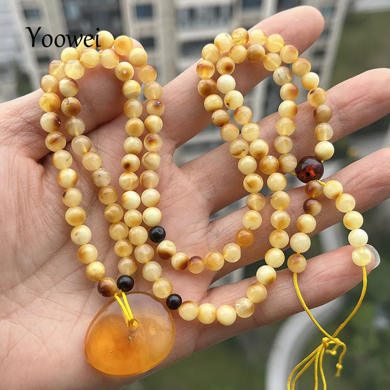 

Новое ожерелье из балтийского янтаря 5 мм с подвеской в виде летающего животного, уникальное украшение с включениями насекомых, натуральные бусины, цепочка 61 см, подарок для женщин, сделай сам