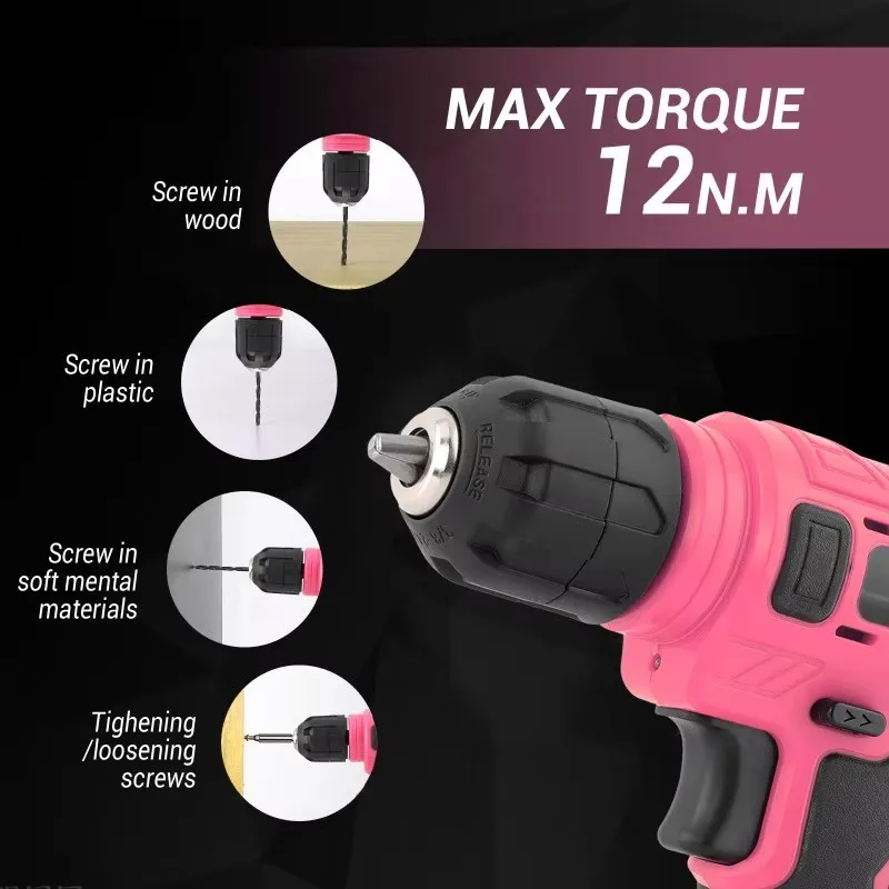 Customizable 8V Wireless Electric Impact Drill Machine Cordless Power Lithium Battery Tool Box Variable Speed OEM Drill Set