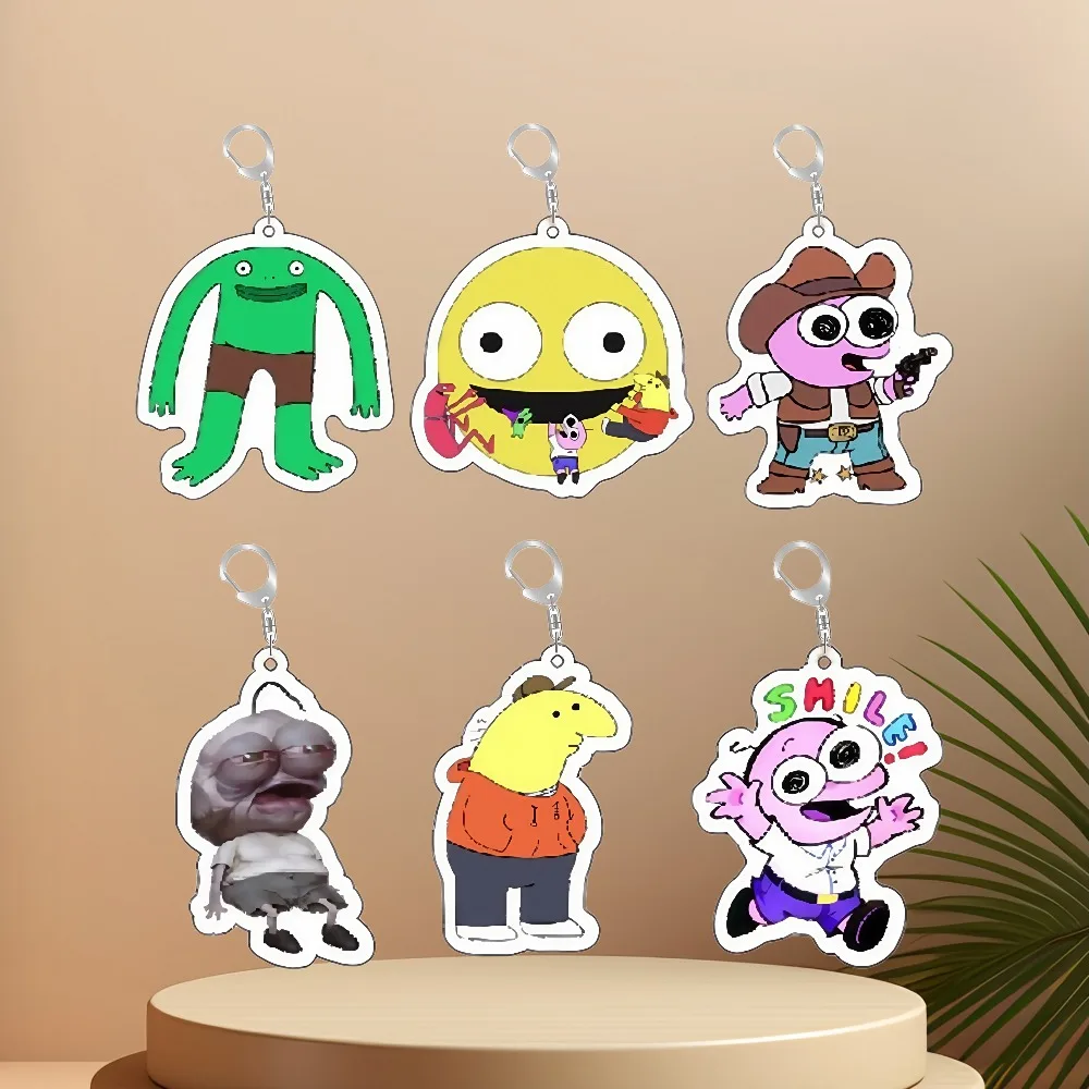 

Diy Creative Acrylic Keychain Funny Abstract Emoticon Anime Peripheral Cute Cartoons Trend Backpack Pendant Friend Holiday Gifts