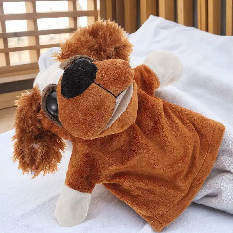 Burattino a mano per animali da bambino Gioco di ruolo dei cartoni animati Guanto educativo Orecchie pelose Sviluppo visivo del cane Regalo per narrazione di storie