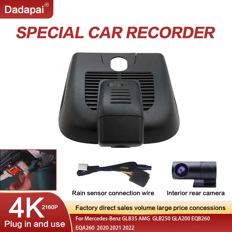 

Suitable for Mercedes-Benz GLB35 GLB260 250 GLA200 EQB260 EQA260 2020 2021 2022 4K resolution dashcam recording WIFI DVR video r