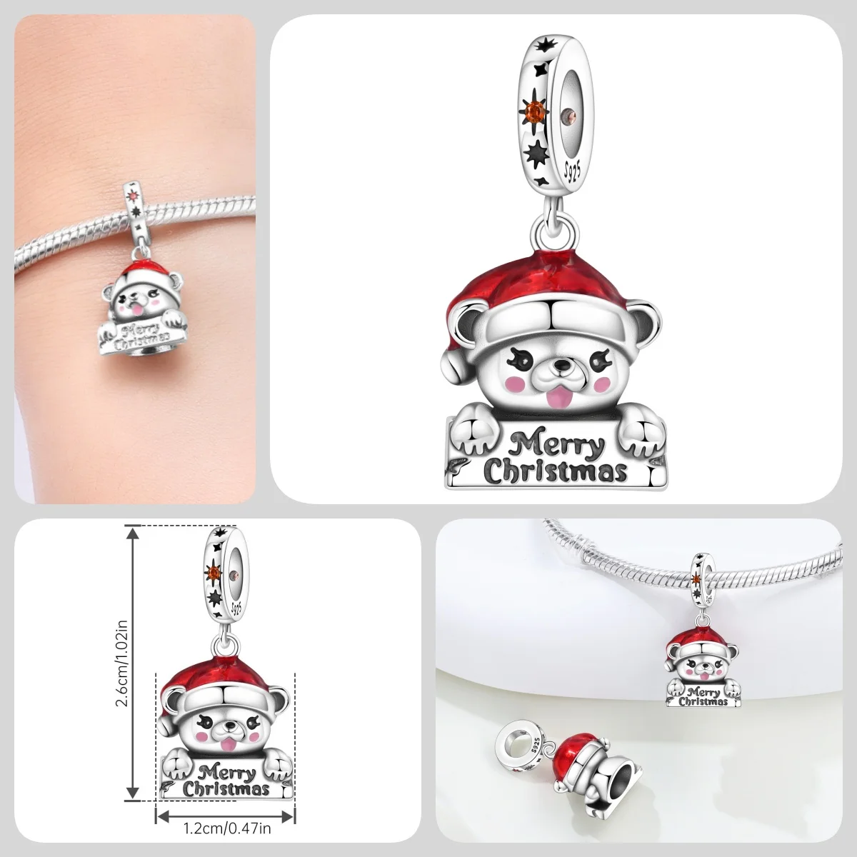 Original 925 Sterling Silber Zirkon Schneeflocken-Charm-Anhänger DIY Perle Passend für Armband Halskette Schmuck Feiertagsgeschenke für Frauen – Detail 16