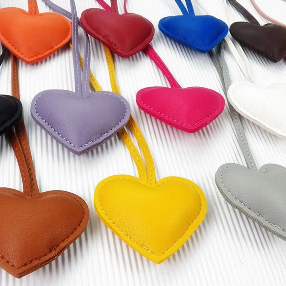 Multi-color PU Leather Heart Keychain Car Keyring Love PU Leather Hanger Cartoon Fashion Bag Pendant Bag Ornament