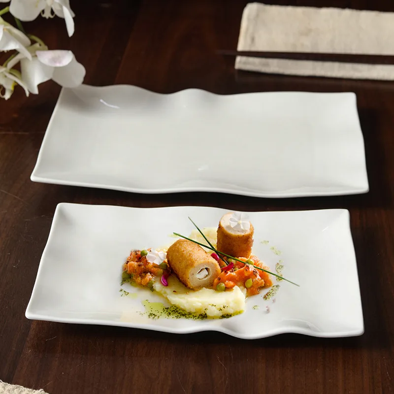 

Creative Rectangular Plate, Western Style Fruit Dessert Plate, European Style Creative Ceramic Breakfast Plate
