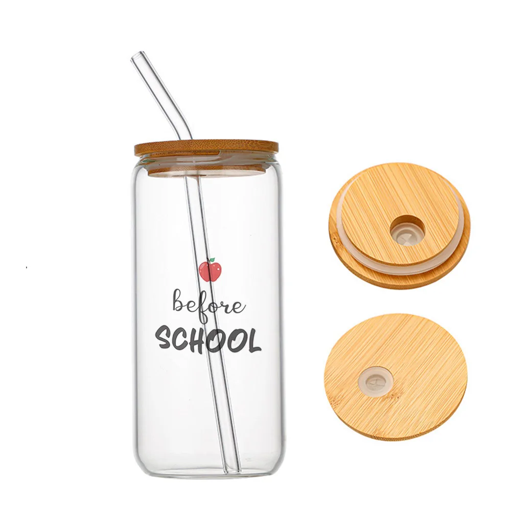 

Before School Funny Appreciation Teacher Gifts Glass For Heat Resistant High Drinking Cup With Straws Lids 16 oz