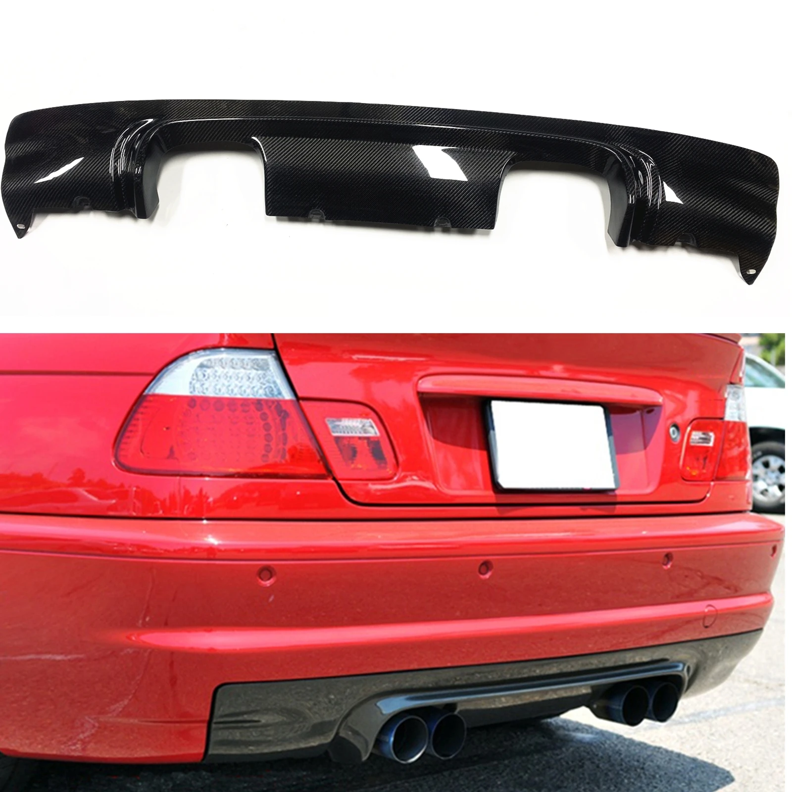 Rear Bumper Diffuser Lip For BMW E46 M3 2000-2006 COUPE 2 Door CSL Style Real Carbon Fiber/Fiberglass Car Boot Splitter Spoiler