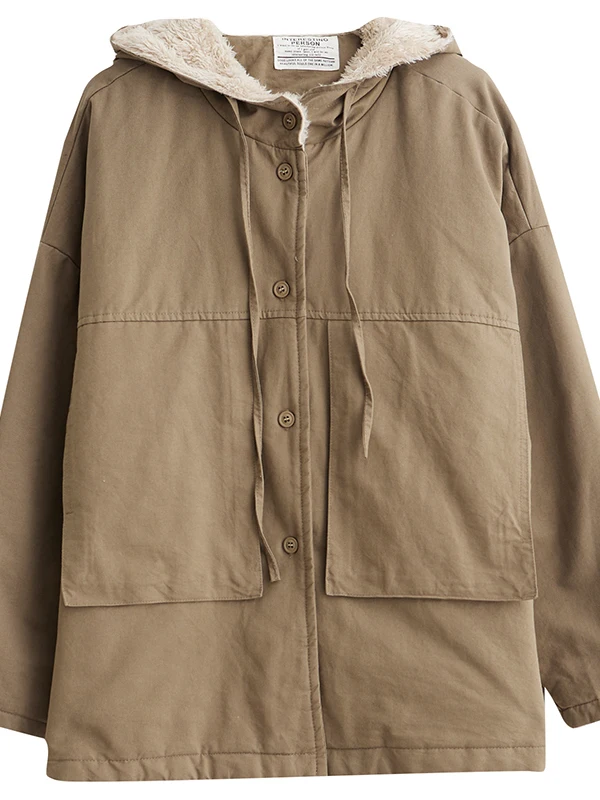 

Женская зимняя хлопковая куртка средней длины с капюшоном на подкладке, универсальная повседневная куртка свободного покроя, корейская версия Thiened...