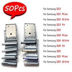 50Pcs,NEW SIM Card Tray chip slot drawer Socket Holder Replacement Part For Samsung S24 Plus S24 Ultra S23 Fe S25 Dual Card
