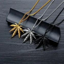 Hot Fashion Unisex Necklace  New Flash Maple Leaf Double Layer Necklace Clavicle Pendant Chain Gift Hip Hop Jewelry Accessories