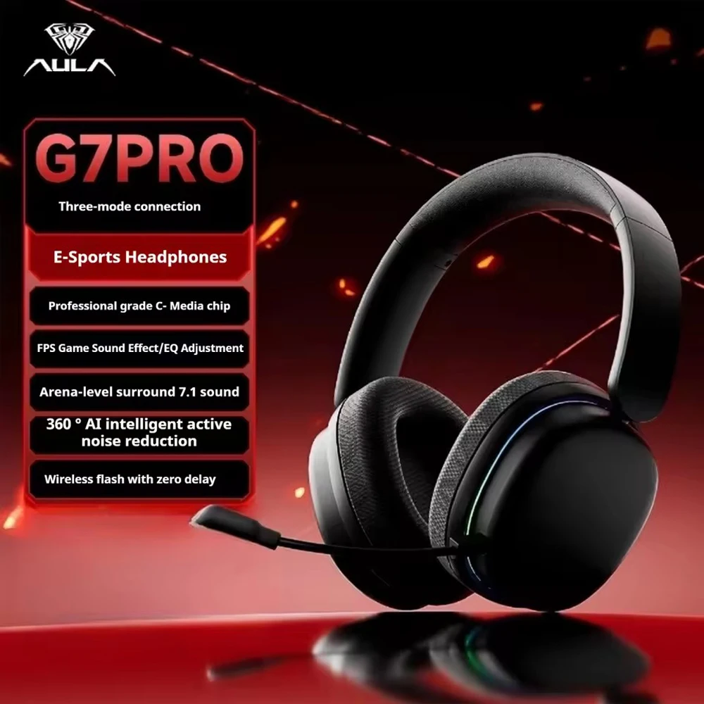 AULA G7Pro auriculares inalámbricos Bluetooth trimodos baja latencia reducción de ruido Esport Gaming auriculares personalizados de alta calidad PC Gamer