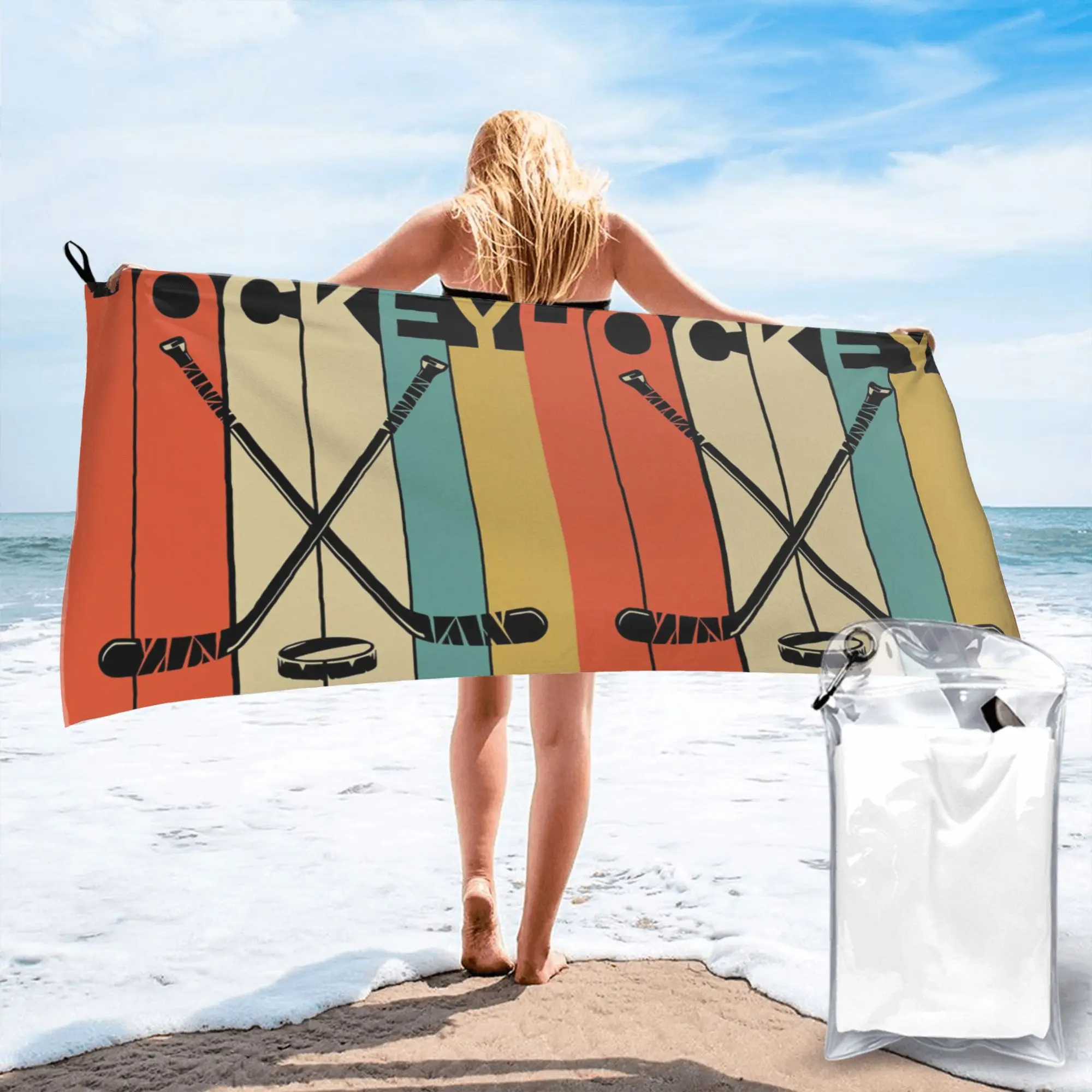 

Пляжное полотенце Hockey Vintage из мягкой микрофибры, быстросохнущее, впитывающее, для ванной