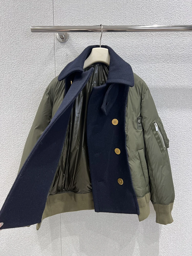 SVORYXIU الخريف الشتاء نمط جديد اليومية عادية صف مزدوج مشبك الربط أسفل سترة المرأة موضة خمر الدافئة أسفل سترة