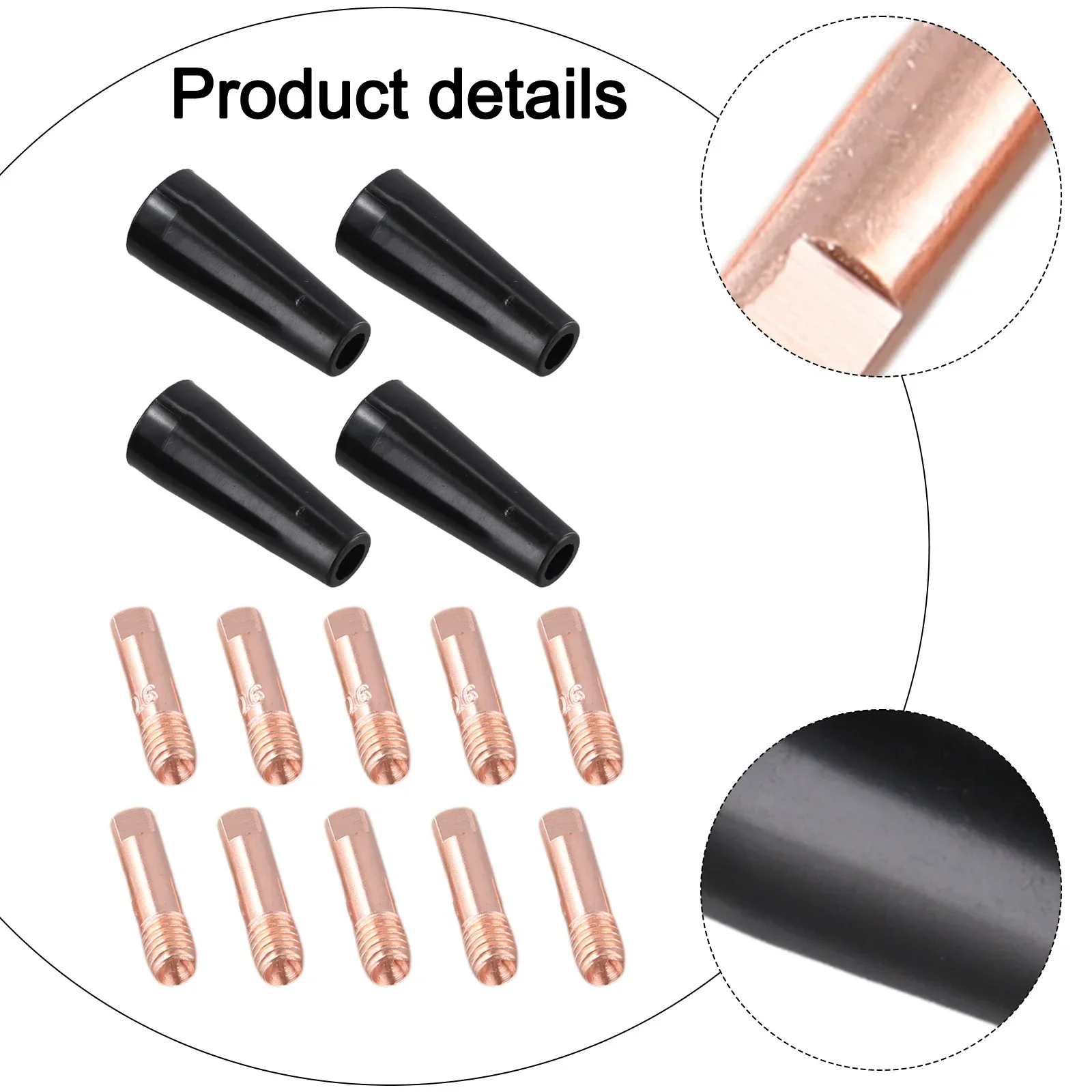 

Flux Core Nozzles Gasless Nozzle Tips Copper Conductive Tips Heat-Resistant Material Standardized Design For MAG Devices
