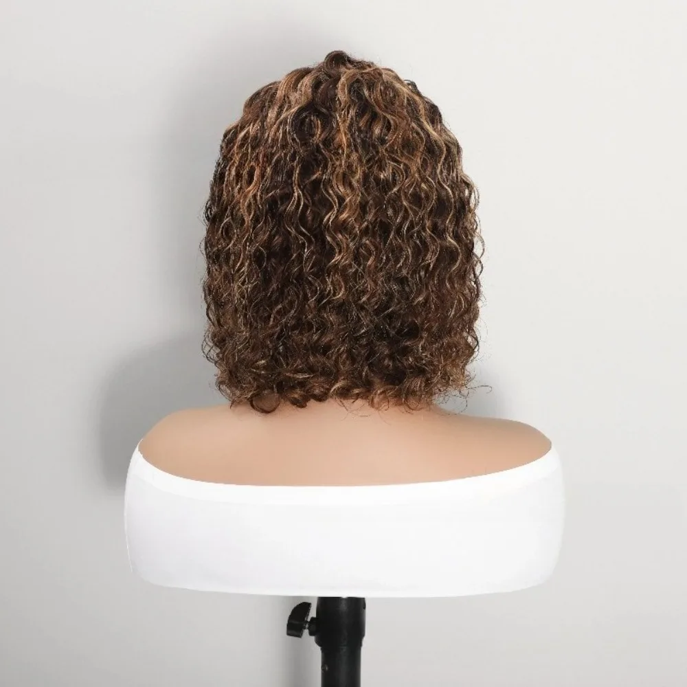 Alta luce moda 4/27 onda profonda pizzo anteriore Bob colore pianoforte copertura della testa 8-14 pollici tessitura a mano piena vergine brasiliana Remy