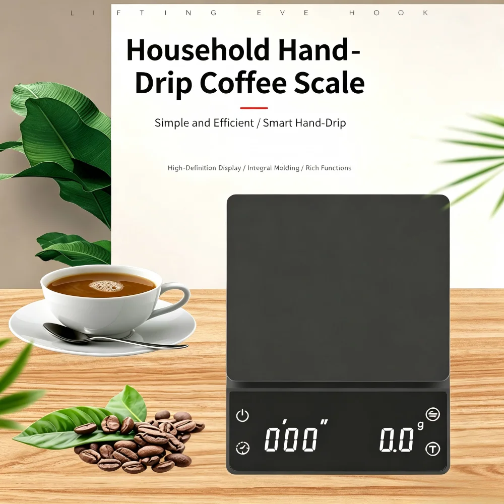 

High Precision Digital Coffee Scale – 3kg/0.1g Accurate Weighing, LED Display & Auto Power Off Design for Home & Cafe Use