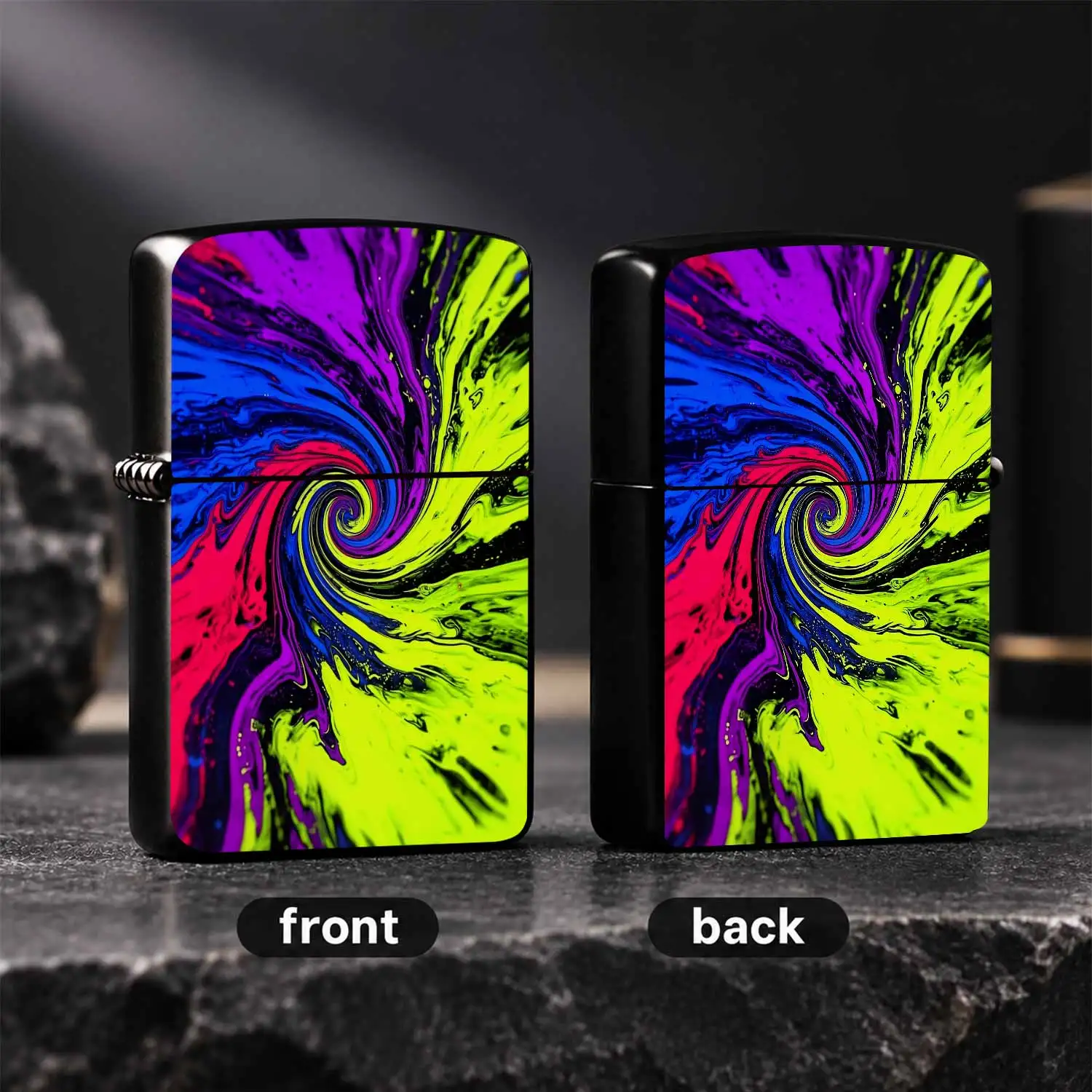 Vibrant Swirling Fluid Art Print Lighter, Stylish Portable Daily Use Ignition Tool, Unique Psychedelic Color Swirl Design, Suitable For Travel, Outdoor Activities, Home And All Scenarios, Durable Trendy Creative Accesso A Humorous And Inter