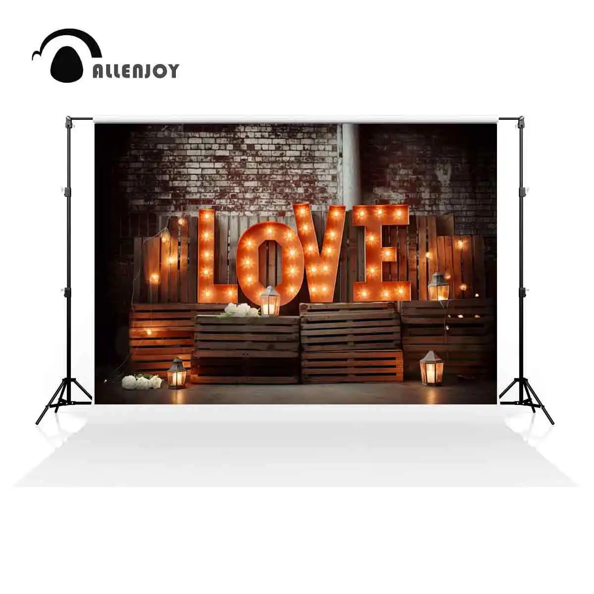 Allenjoy Valentine's Day Love Light Bulbs Photography Backdrop