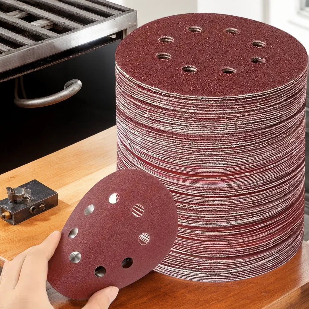 

​ ​ 5-дюймовые шлифовальные диски с зернистостью 80 — абразивные материалы из оксида алюминия с 8 отверстиями для полировки металла/дерева ​ ​